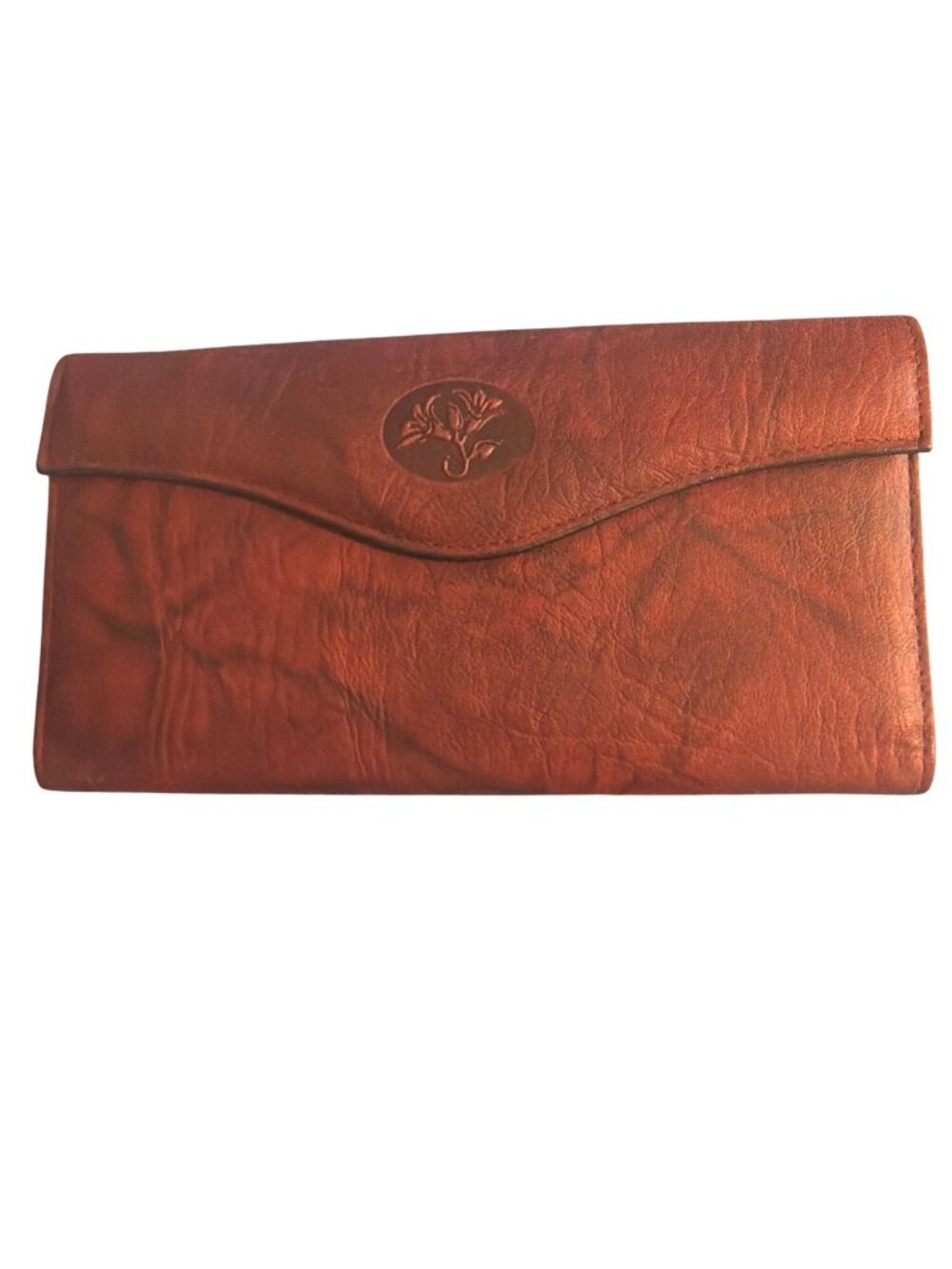 Vintage Buxton Brown Cowhide Leather Checkbook Wallet Trifold Coin Purse NWT